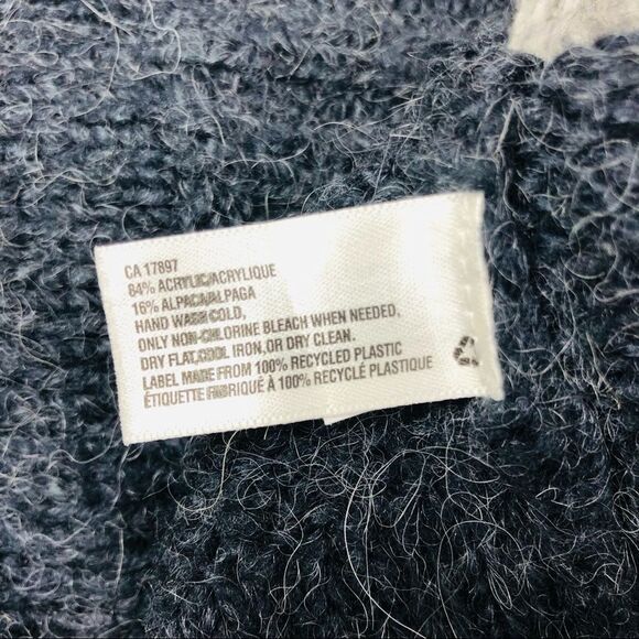 Gap Alpaca Blend Essential Classic Navy Grey Stripe Wide Neck Sweater XS - Picture 7 of 7